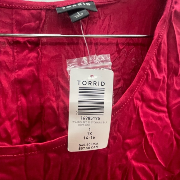 Torrid Red Button-Back Blouse - Picture 6 of 6